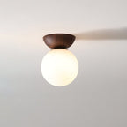Minimalist Wood and Glass Ceiling Light in Japanese Style