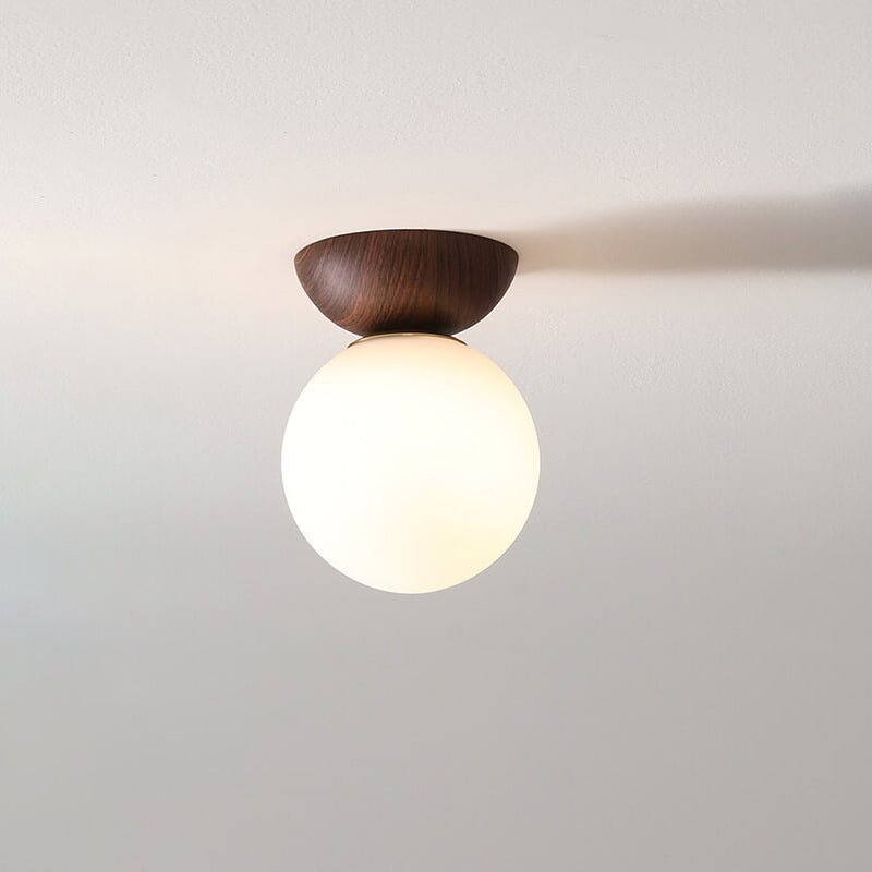 Minimalist Wood and Glass Ceiling Light in Japanese Style