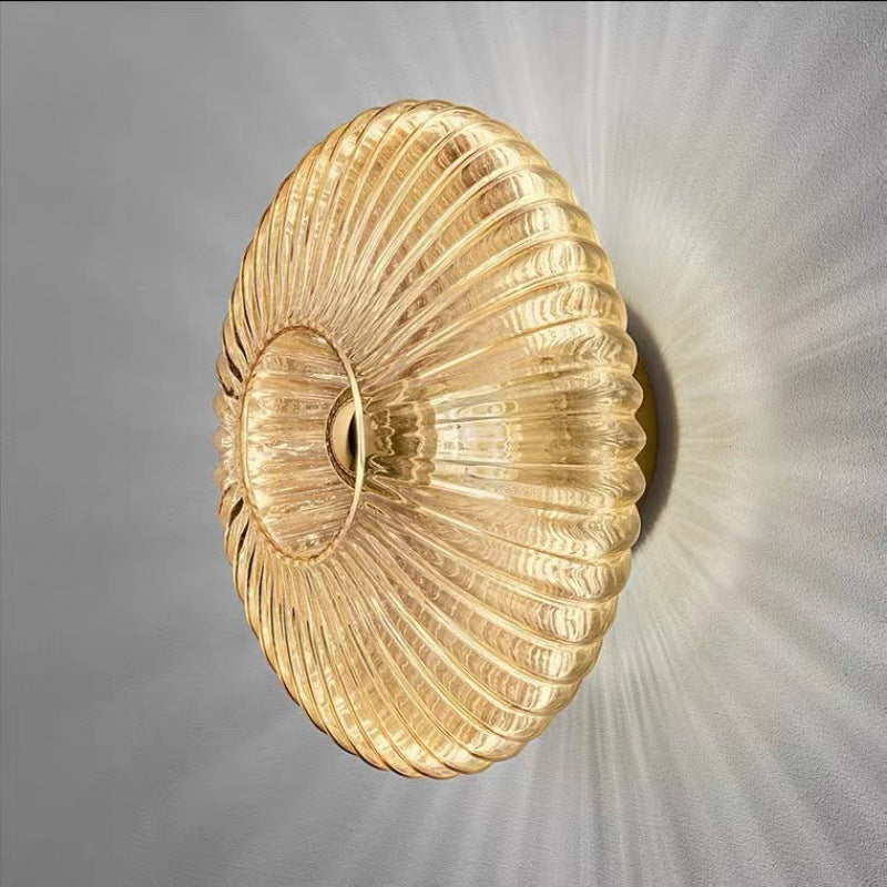 Retro Round Disc Wall Light with Glass Shade