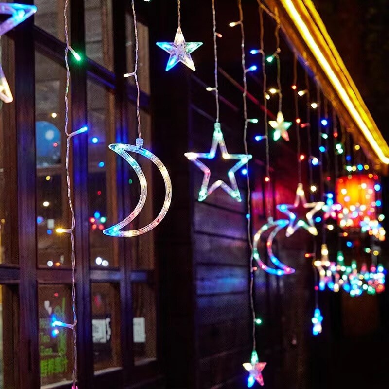Star and Moon Shaped Solar String Lights