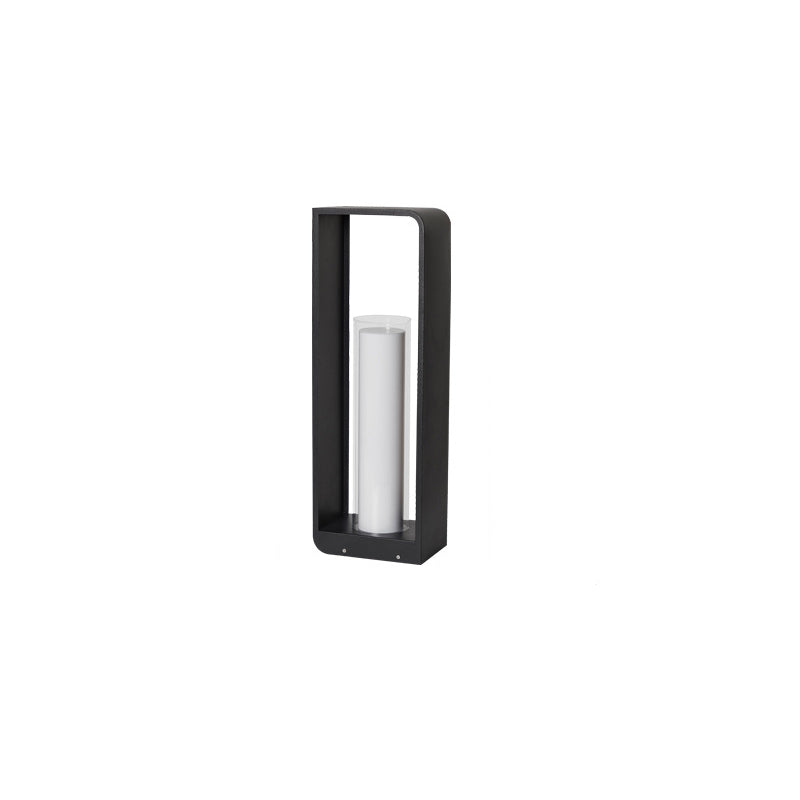 Frosted Glass Black Solar Lantern for Outdoor Use - Rectangular Design