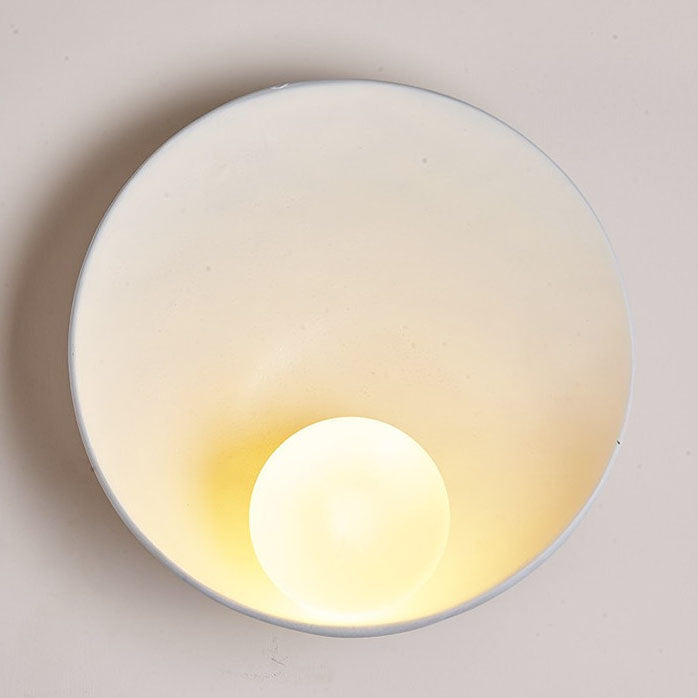 Round Wall Sconce with Minimalist Design – Resin and Iron Accent Light