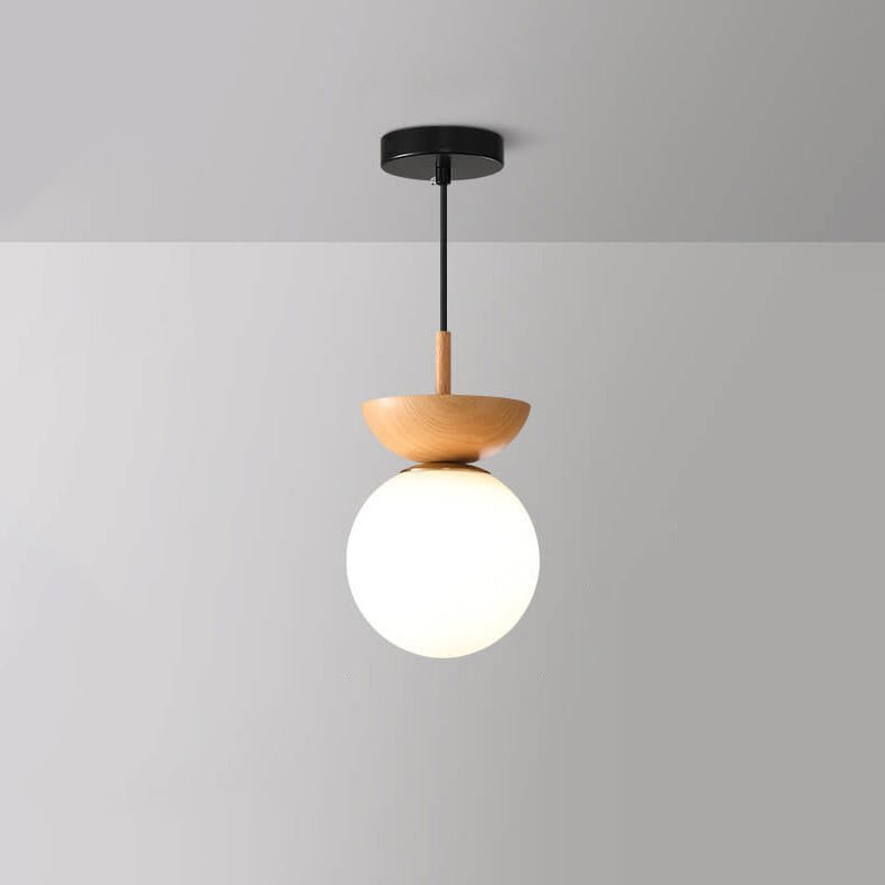 Minimalist Wood and Glass Ceiling Light in Japanese Style