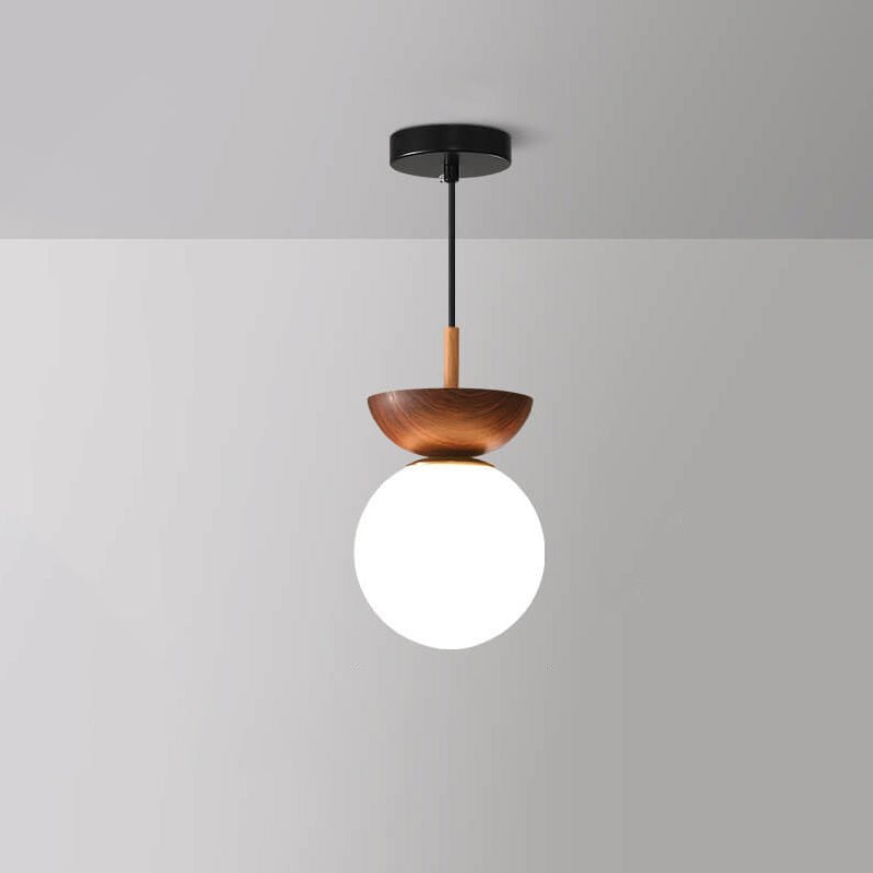 Minimalist Wood and Glass Ceiling Light in Japanese Style