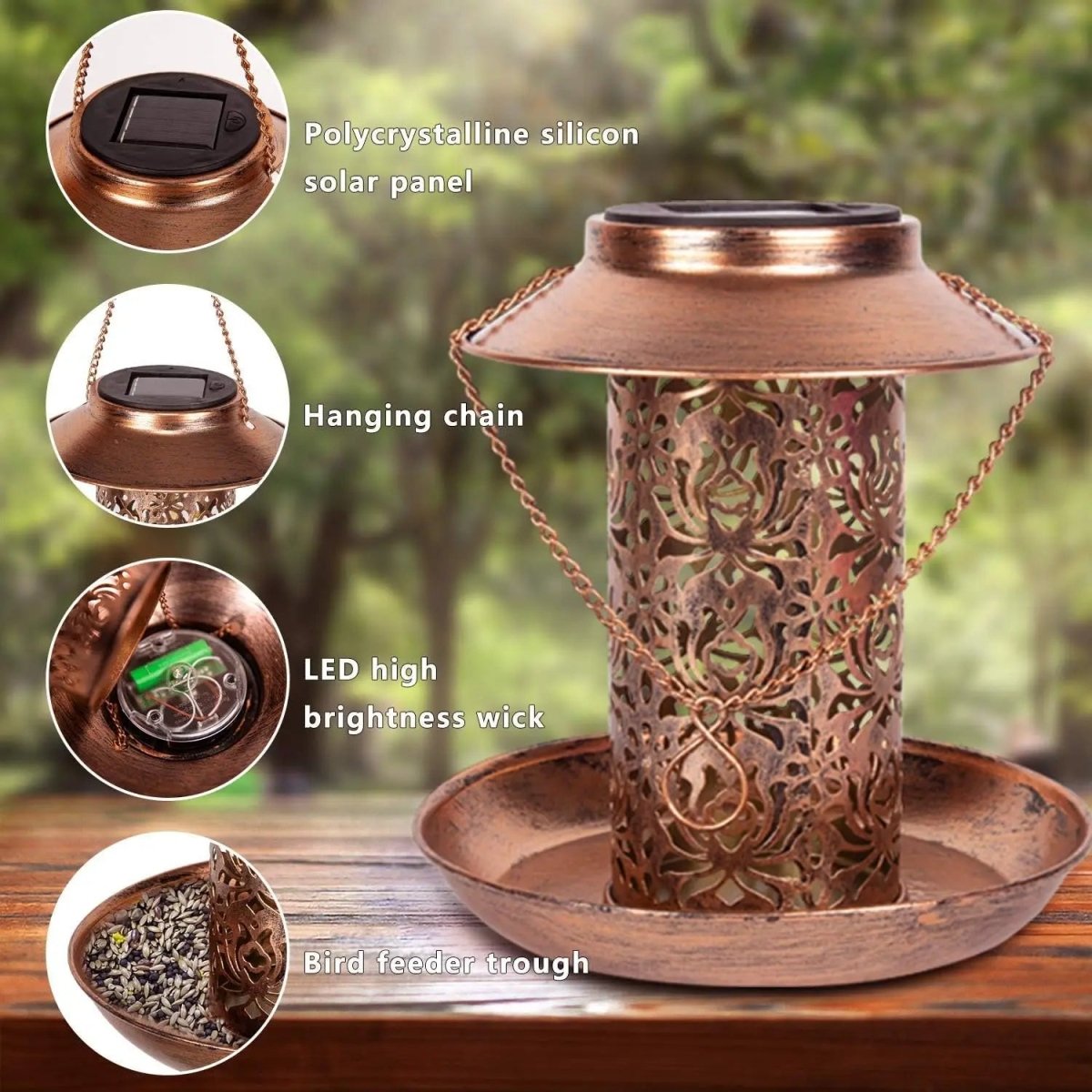 Solar LED Bird Feeder – Decorative Accent Light for Garden