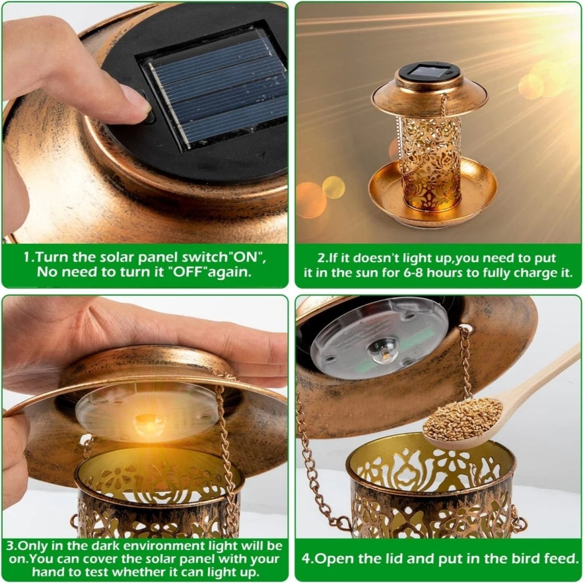 Solar LED Bird Feeder – Decorative Accent Light for Garden