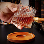 Rotating Crystal Tumbler for Whiskey with Aroma Enhancement