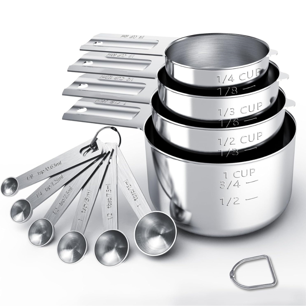 Stainless Steel Measuring Cups and Spoons Set for Baking and Cooking