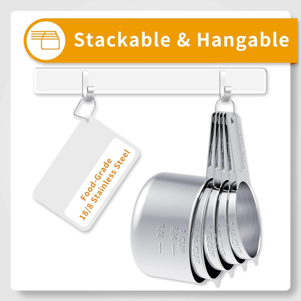 Stainless Steel Measuring Cups and Spoons Set for Baking and Cooking