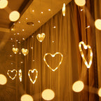 Warm LED Heart-Shaped String Lights for Window Decoration