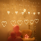 Warm LED Heart-Shaped String Lights for Window Decoration
