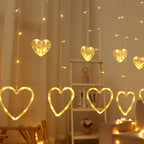 Warm LED Heart-Shaped String Lights for Window Decoration