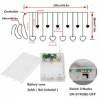 Warm LED Heart-Shaped String Lights for Window Decoration
