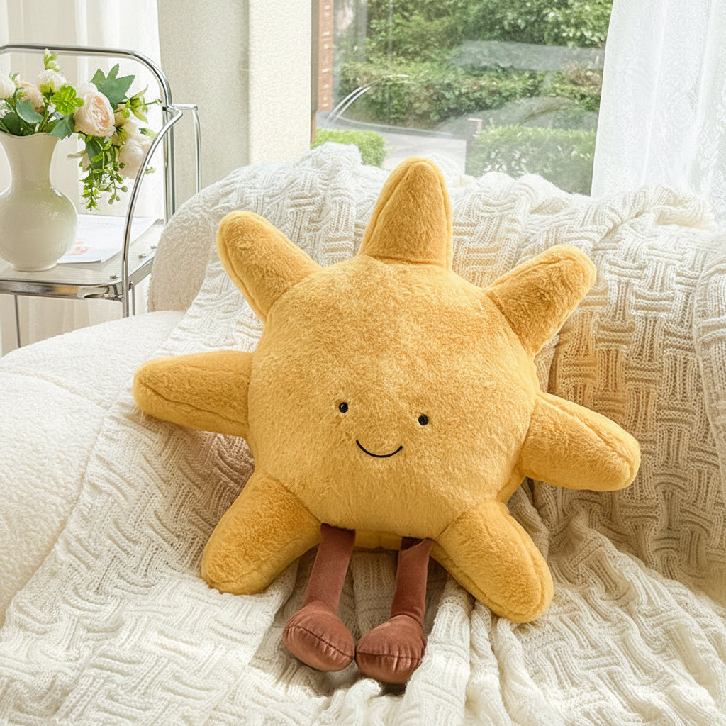 Plush Velvet Cushion with Sun and Moon Design – Decorative Throw Pillow