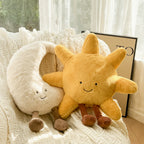 Plush Velvet Cushion with Sun and Moon Design – Decorative Throw Pillow
