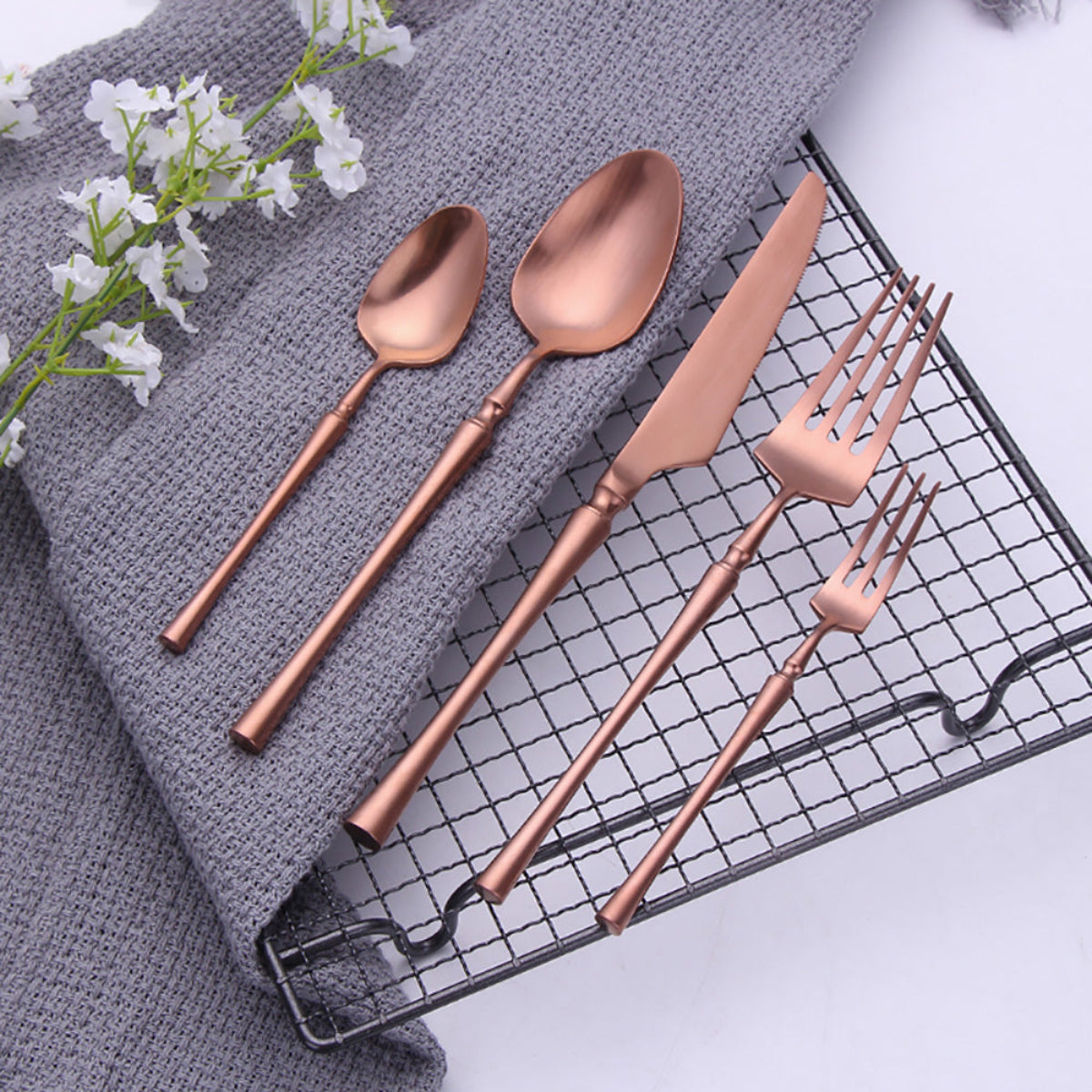 Sleek Rose Gold Cutlery Collection
