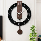 Contemporary Wall Clock with Pendulum | Acrylic and Wood Minimalist Style