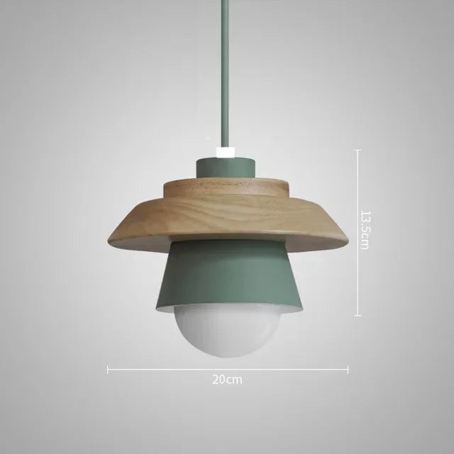 Colorful Macaron Design Pendant Light in Nordic Wood Style