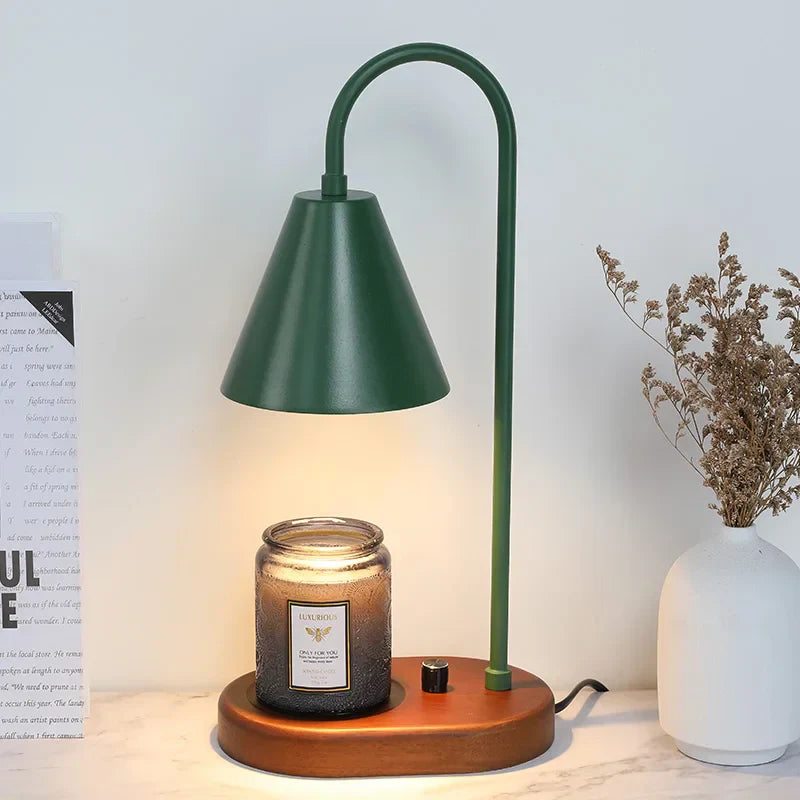 Table Lamp with Metal Shade and Dimmable Candle Wax Warmer