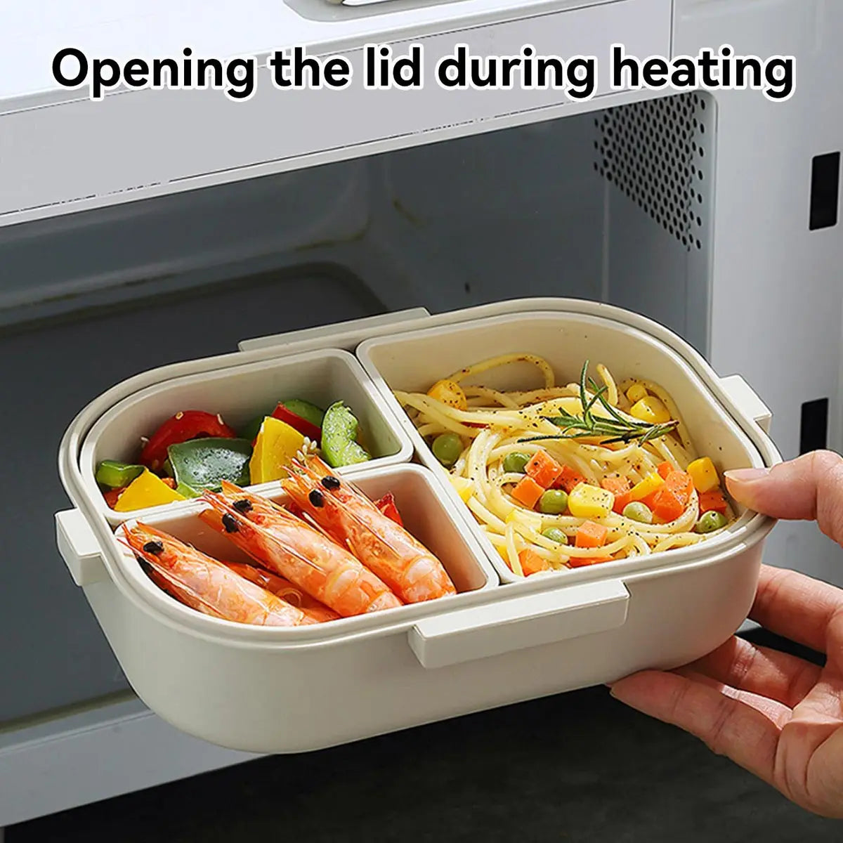Portable Bento Lunch Box with 3 Compartments – Leak-Proof Design
