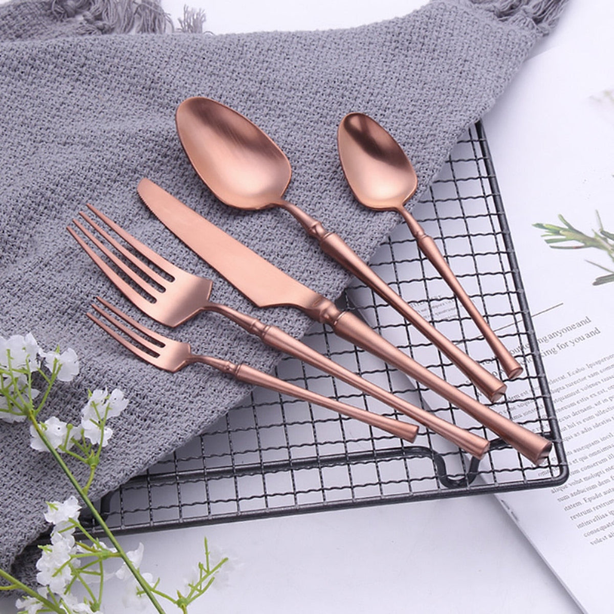 Sleek Rose Gold Cutlery Collection