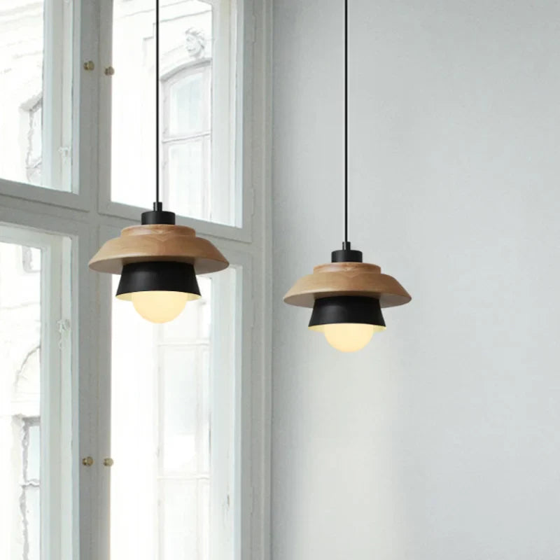 Colorful Macaron Design Pendant Light in Nordic Wood Style