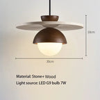 LED Chandelier with Walnut and Stone – Denmark Pendant Lighting