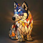 Charming Canine Stained Glass Table Lamp