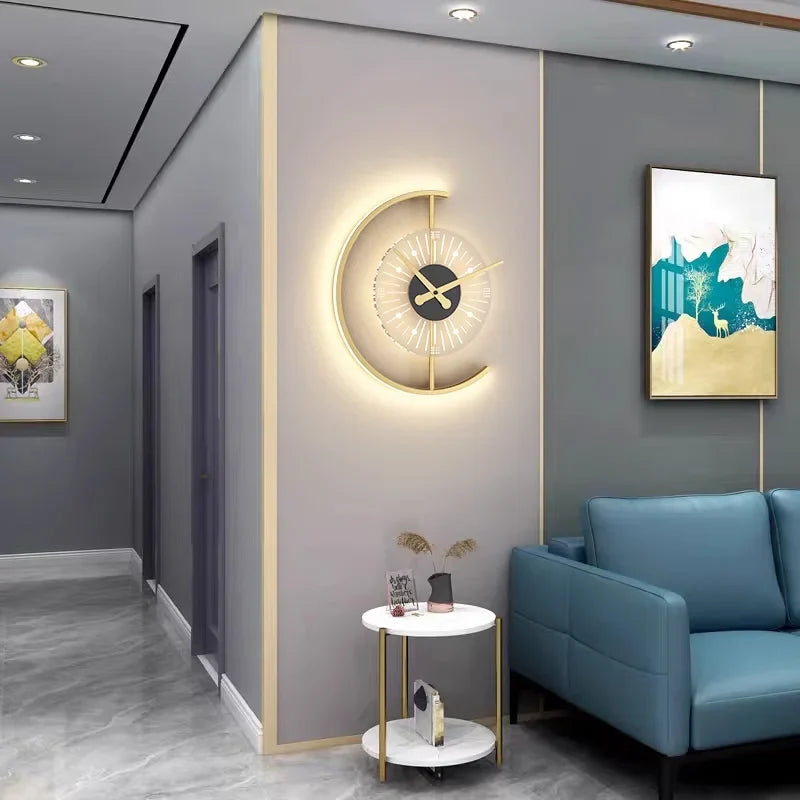 Post-Modern LED Sconce with Clock - Lunaris Wall Lamp