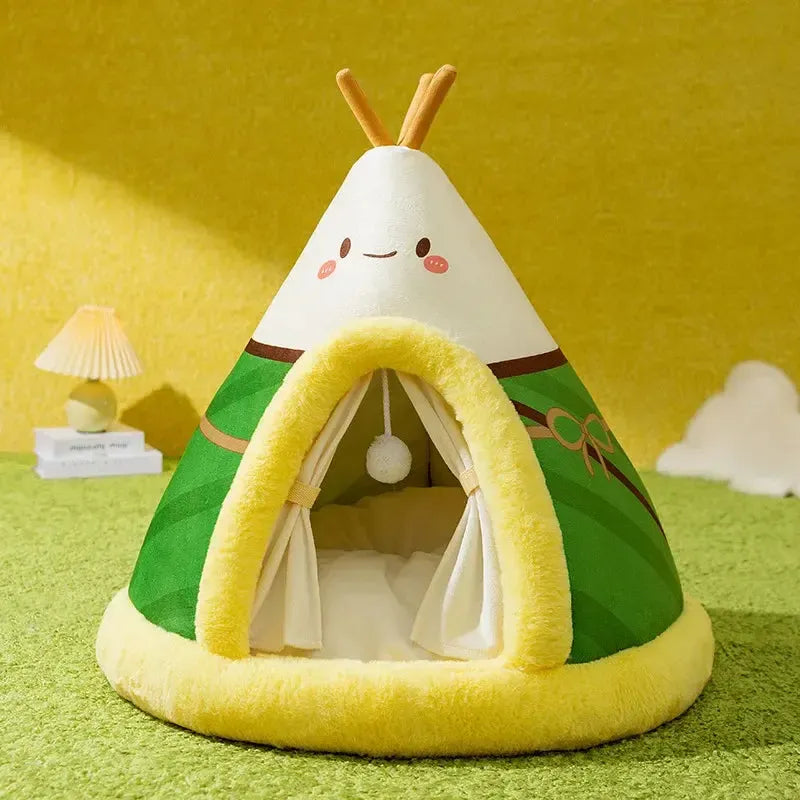 Cozy Haven Tent Cat Bed with Plush Padding and Memory Foam Support