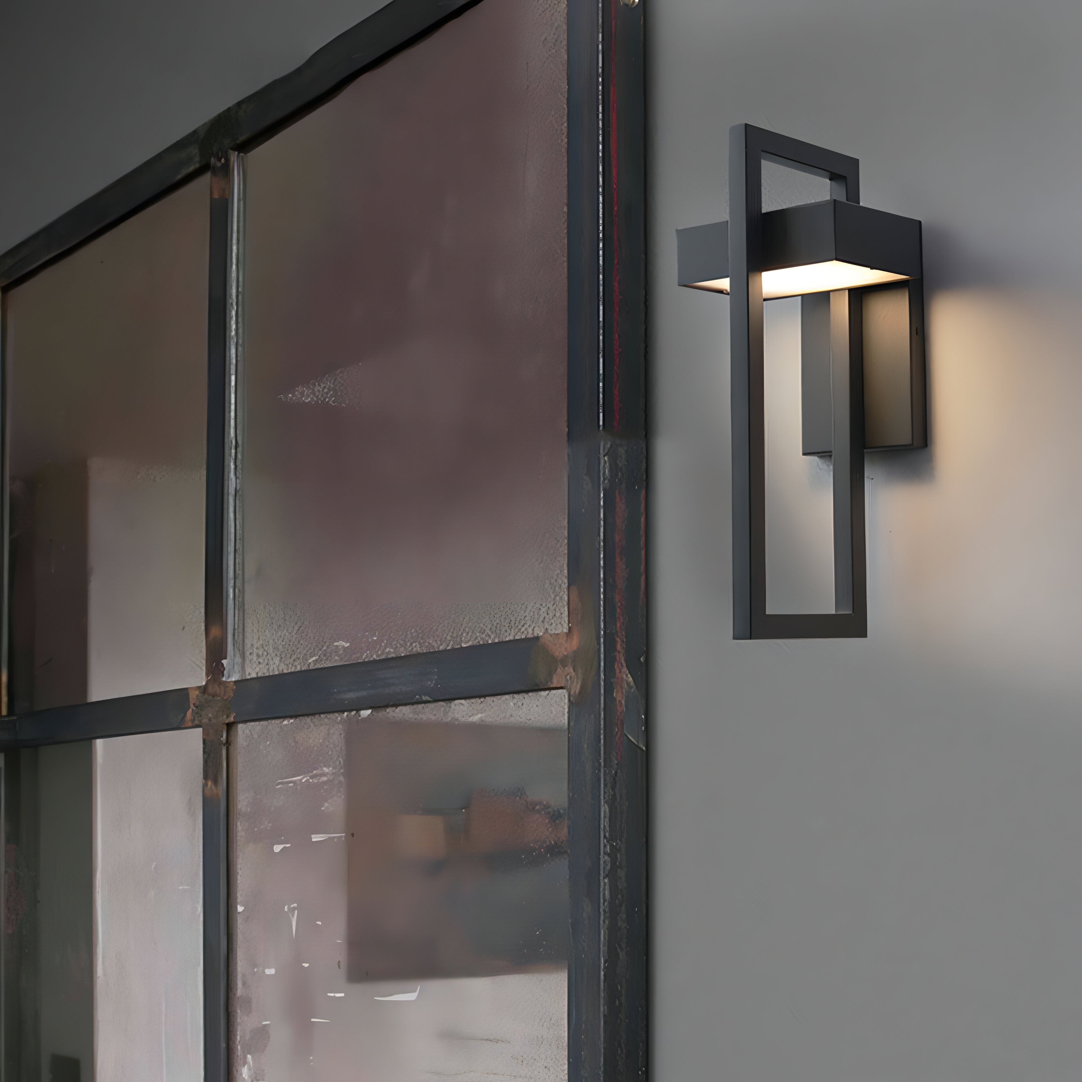 Architectural Outdoor Wall Light in Black Steel Finish