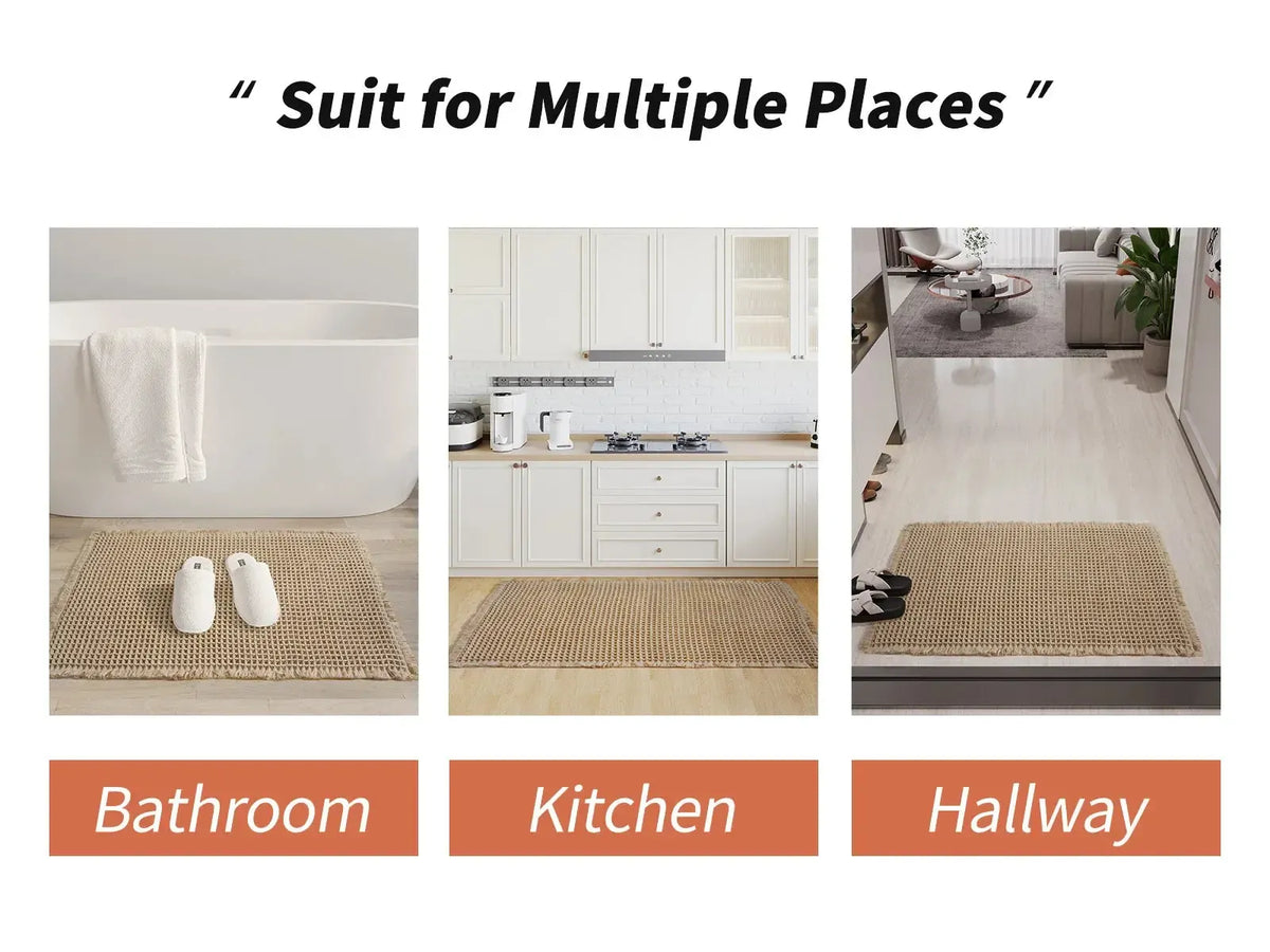 ComfortMax Quick-Dry Non-Slip Bath Rug, Soft Waffle Design