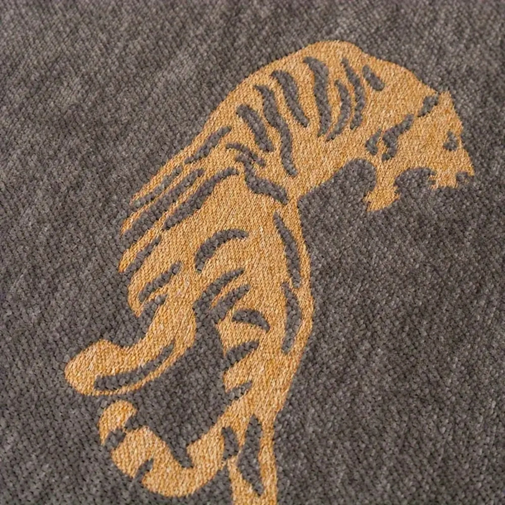 Reversible Chenille Sofa Cover with Tiger Pattern for Sectional and Couch