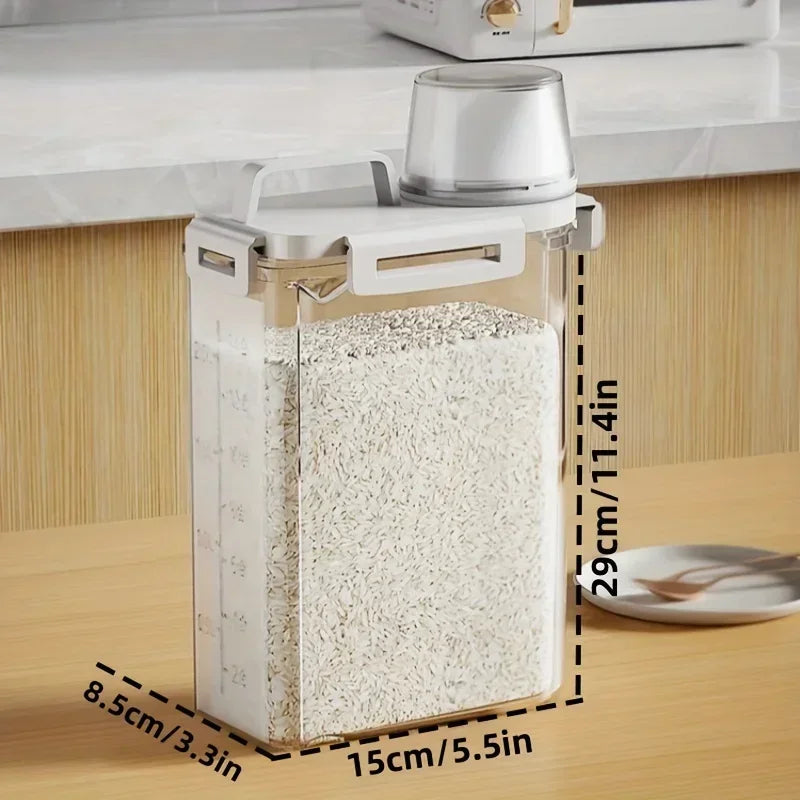 2.5L Airtight Storage Bin for Rice, Cereal, and Flour with Measuring Scoop