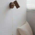 Retro LED Spotlight Wall Lamp in Walnut Finish
