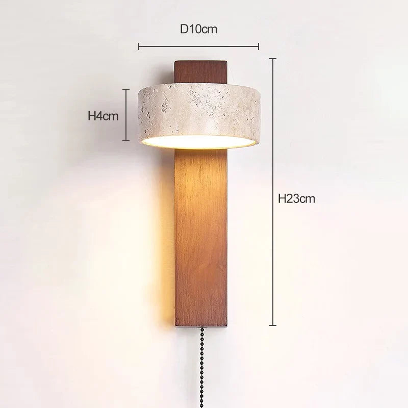 Wabi-Sabi Wall Light for Headboard with Pull Switch – French Design