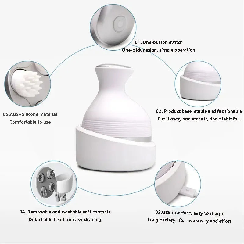 Serenity Scalp Reviver: Waterproof Cordless Head Massager