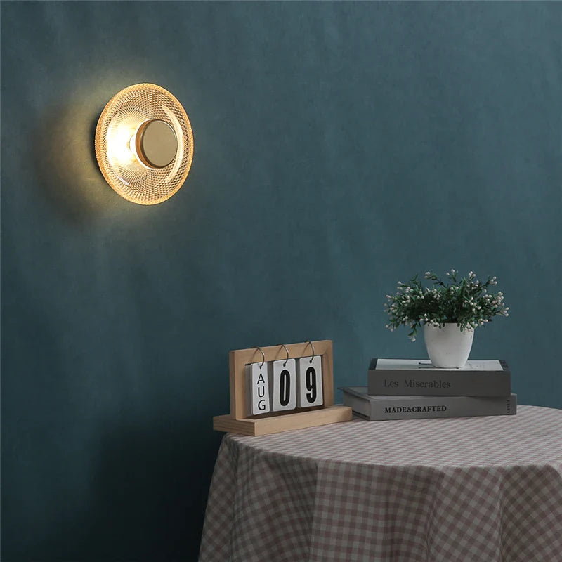 Textured LED Disc Light – Contemporary Colored Glass Wall Fixture