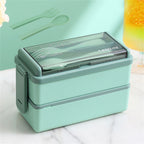 Double Layer Lunch Box 1400ml | Portable Food Container with Cutlery – Microwave Safe for Kids and Adults