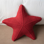 Hand-Knitted Cushion with Nautical Starfish Pattern
