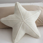 Hand-Knitted Cushion with Nautical Starfish Pattern
