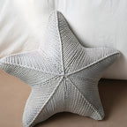 Hand-Knitted Cushion with Nautical Starfish Pattern