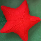 Hand-Knitted Cushion with Nautical Starfish Pattern