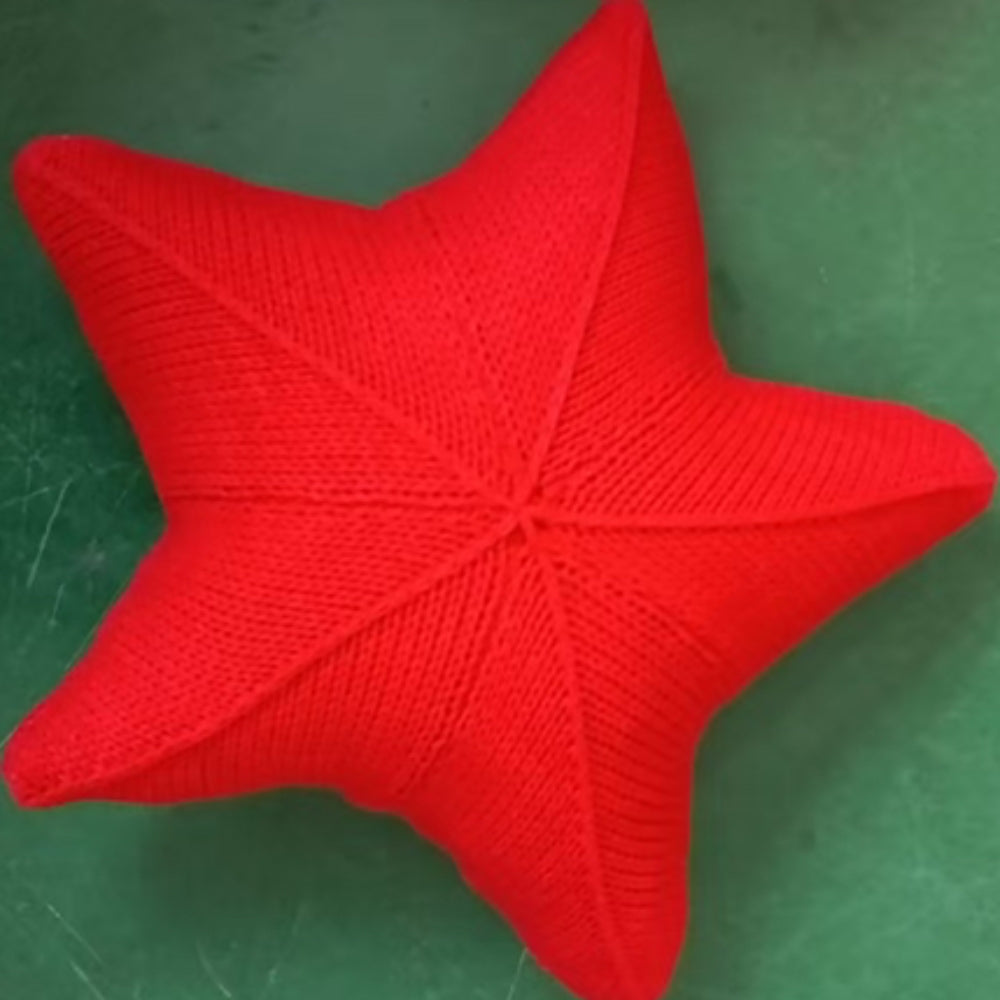 Hand-Knitted Cushion with Nautical Starfish Pattern