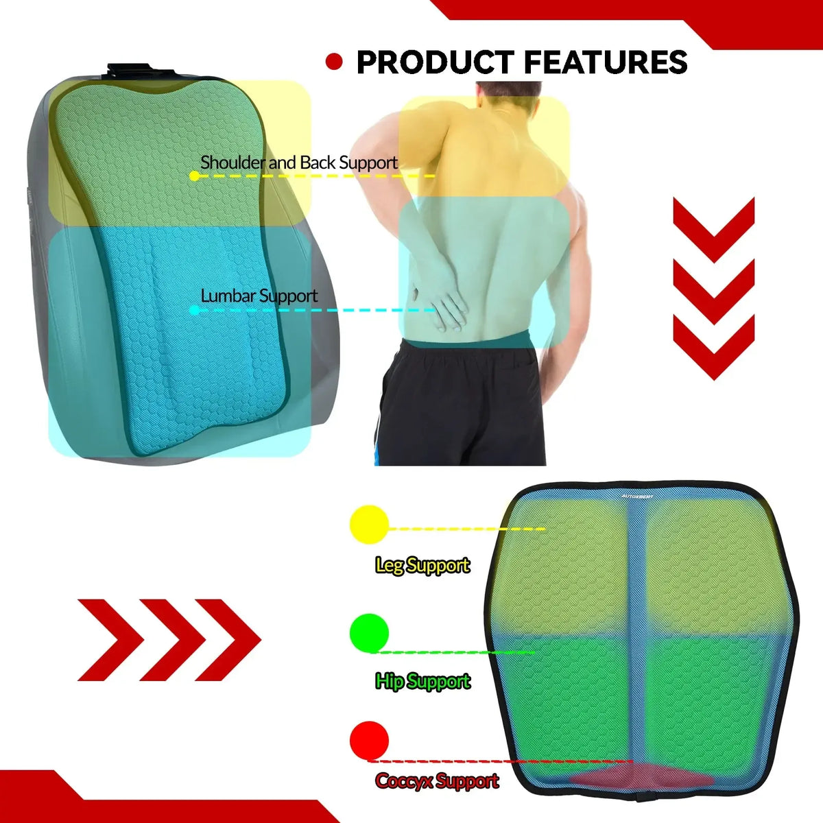 ComfortWave 3D Gel Seat Cushion with Lumbar Support