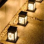 Outdoor Garden Solar Lantern with Glass Panels and LED Lighting
