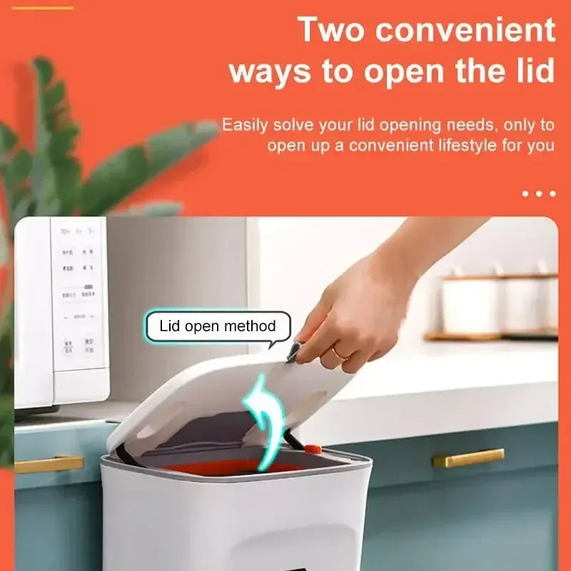 SmartSpace Hanging Waste Bin with Lid - Convenient One-Handed Disposal