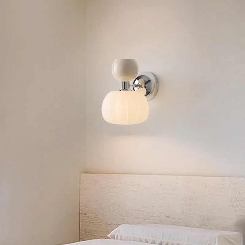 Modern Wall Sconce with Glass and Metal – Pumpkin Design Lamp