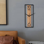 Sleek Rectangular Wall Clock with Wooden Grain Frame