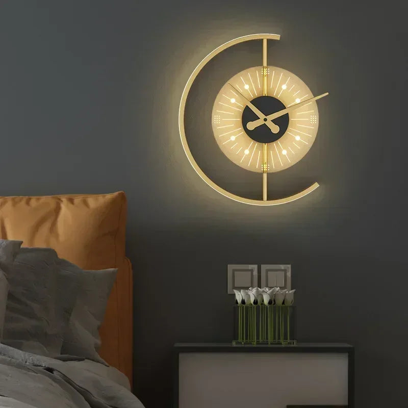Post-Modern LED Sconce with Clock - Lunaris Wall Lamp
